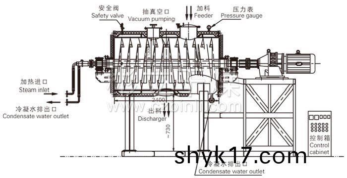 真空耙式榦燥機結構示意圖